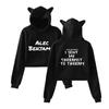 Alec Benjamin Cat Ear Hoodie Women Long Sleeve Cropped Sweatshirts Female Casual Streetwear Crop Tops