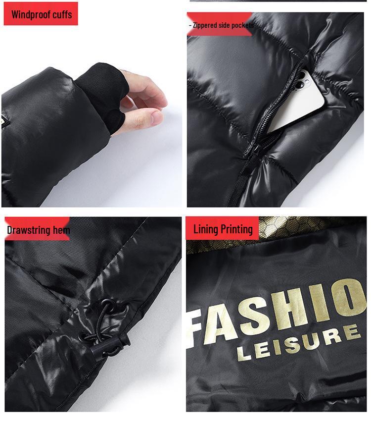 Unisex Schwarze Goldene Verdickte Winterjacke - Internet-Berühmtheiten-Stil