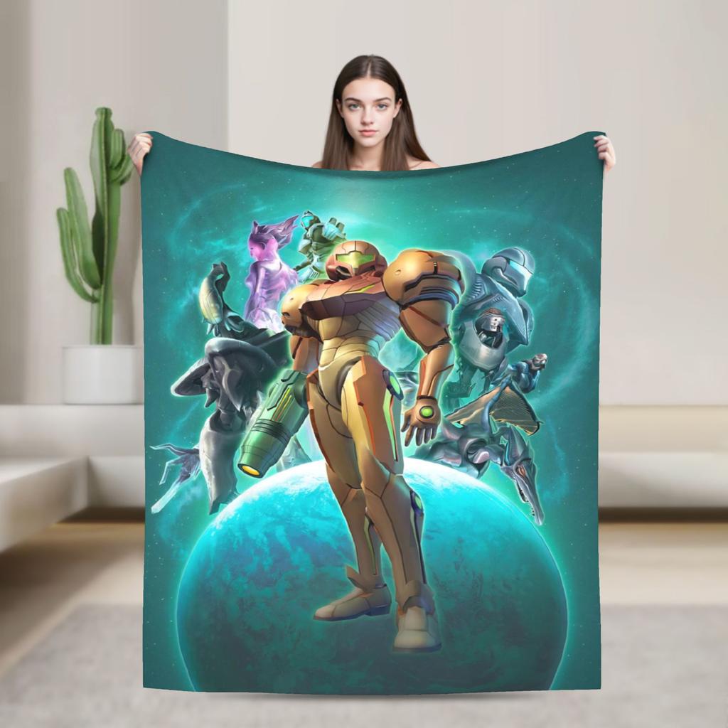 Metroids Hero Game Blankets Flannel Vintage Breathable Throw Blanket for Bed Sofa Winter