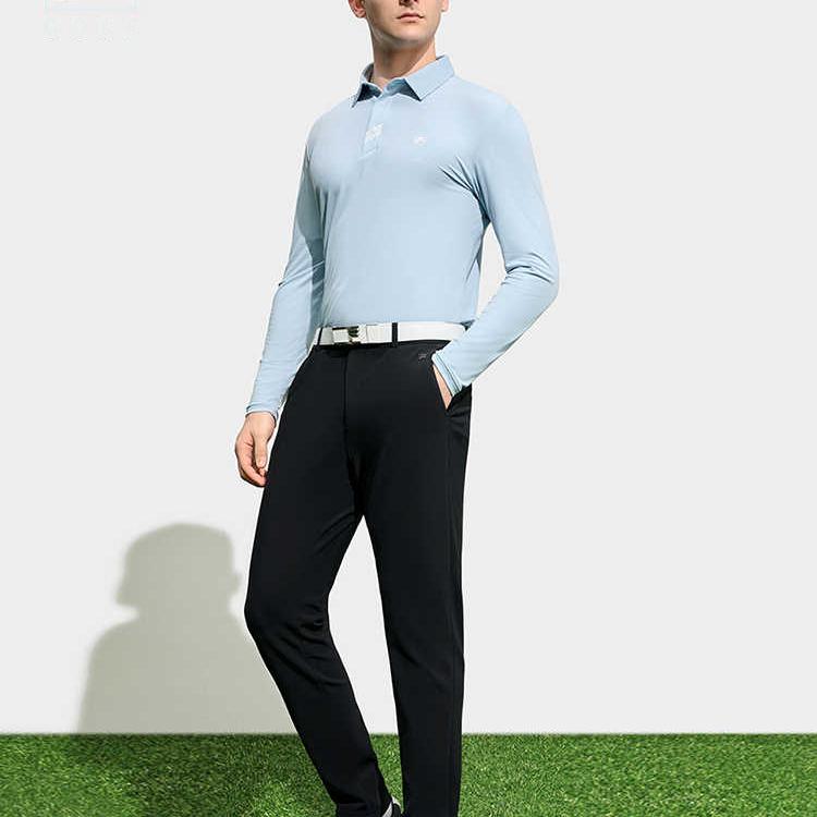 Fila SS23 Letter Logo Long Sleeve Polo Shirt Men Tops Blue A11M315204F-LB