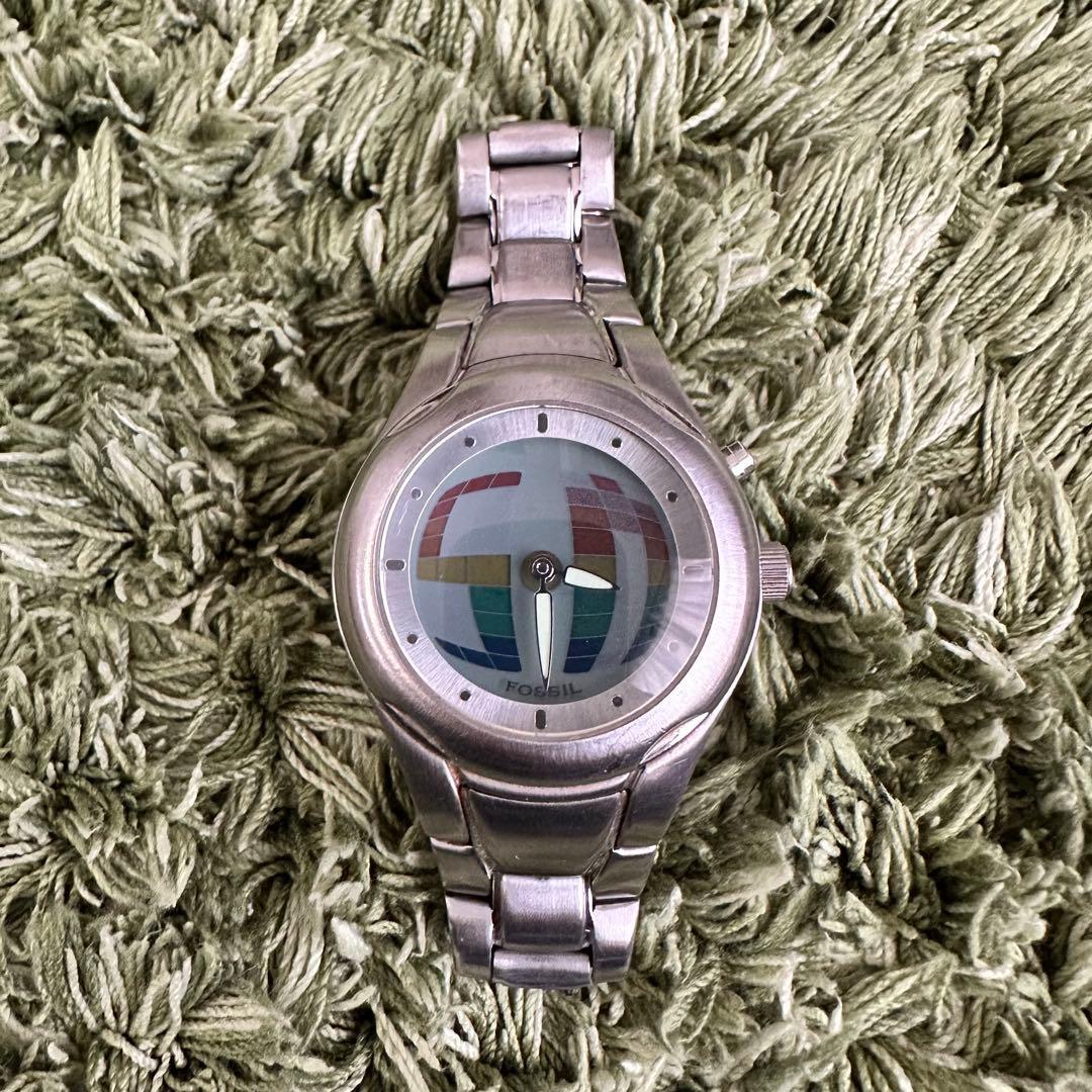 Used Good Condition FOSSIL BIG TIC Fossil Big Chick Watch Rainbow