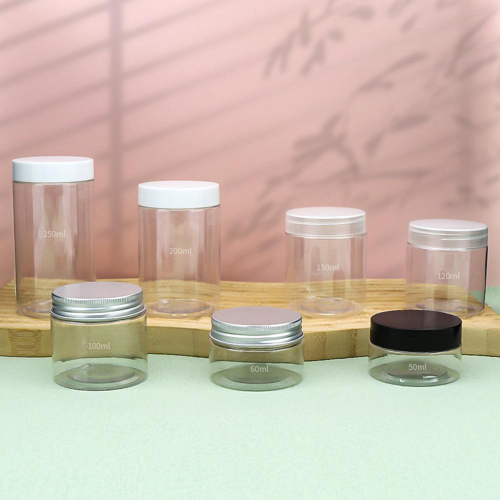 

Clear Wide-Mouth PET Plastic Eye Cream Jar - Available in 50/100/120/250ml Sizes 50ml; transparent bottle + transparent lid; PET