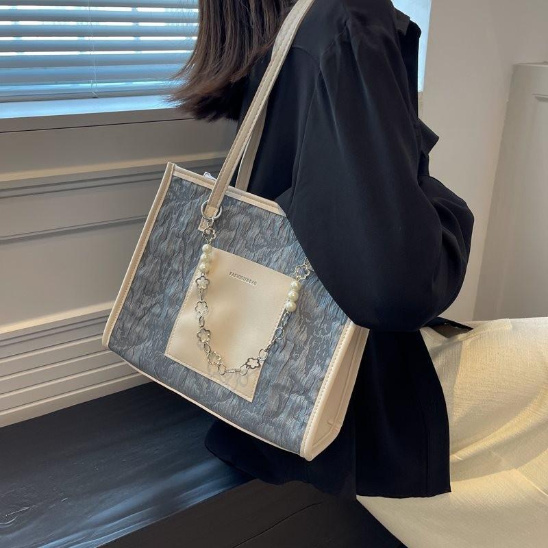 

Versatile Large Tote Bag For Women With Chic Soft Design In Black Blue Pink And Cream Colors Blue