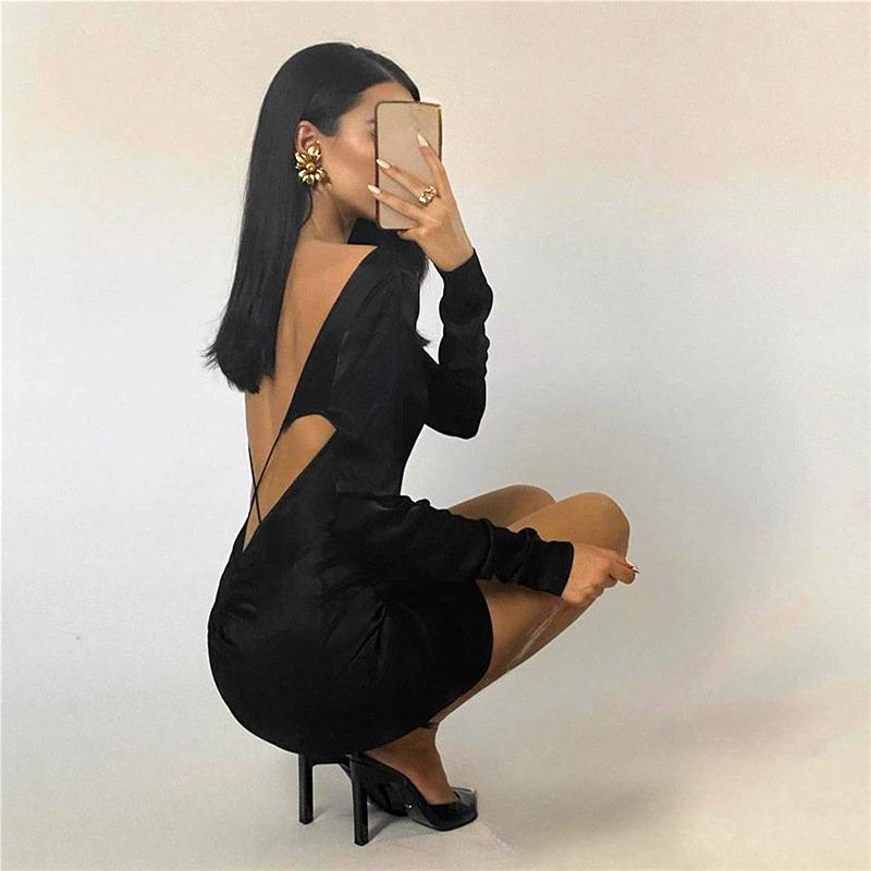 Μακρυμάνικο στράπλες γυναικείο κομψό φθινοπωρινό πλισέ φόρεμα