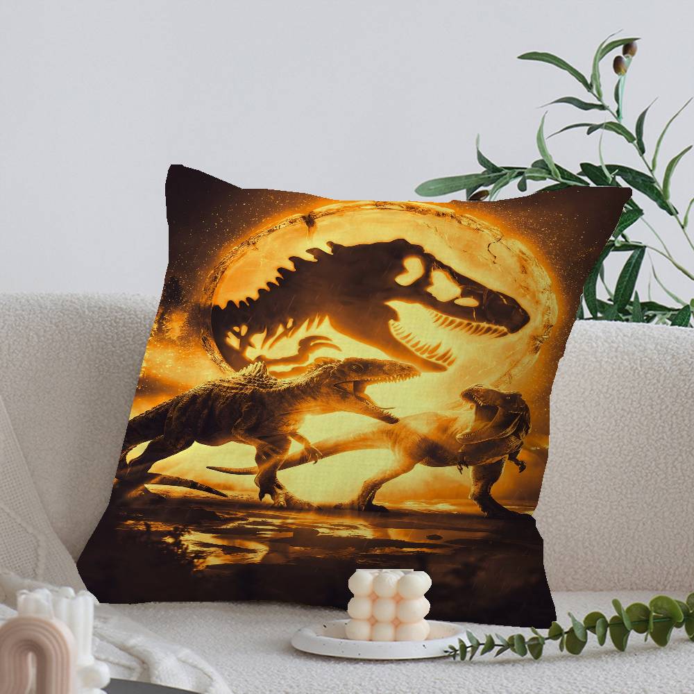 Movie Jurassic Park Dinosaur World Jurassic World Pillow Cover for Bedroom Room and Living Room Sofa Decorative Cushion Cover 12x12Inch
