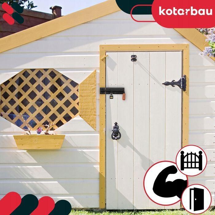 Verrou De Porte - KOTARBAU - Modèle À Boulon - Acier Noir - Poignée En Bois - 280 Mm