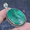 Natural Malachite Gemstone 925 Sterling Silver Jewelry Pendant 2.13" d8A32