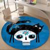 1PCSugar Skull Cat Office Round Area Rug, Mat Suitable For Office, Under Office Chairs Bedroom Living Room Home Decor, Room Deco