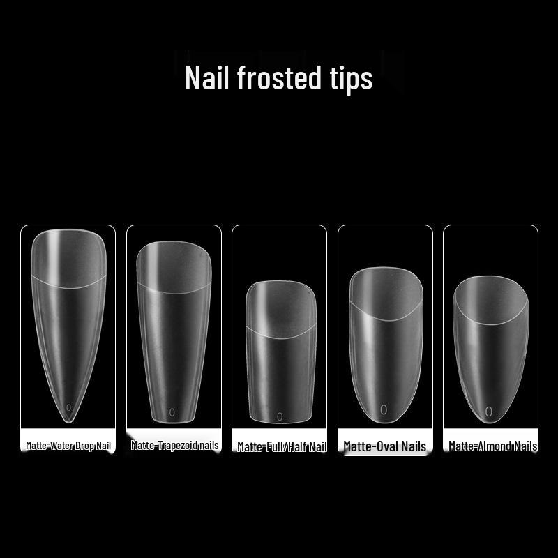 550pcs Seamless Frosted Nail Tips: Water Drop, Trapezoid, Oval Almond Shapes with Foldable White Box