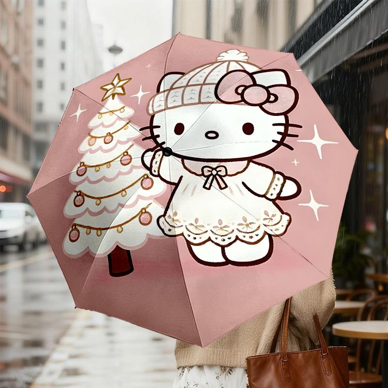 Kitty Christmas Edition: Cute and Festive Umbrella - Perfect for Outdoor Adventures, Travel Essentials, Lightweight and Durable 172