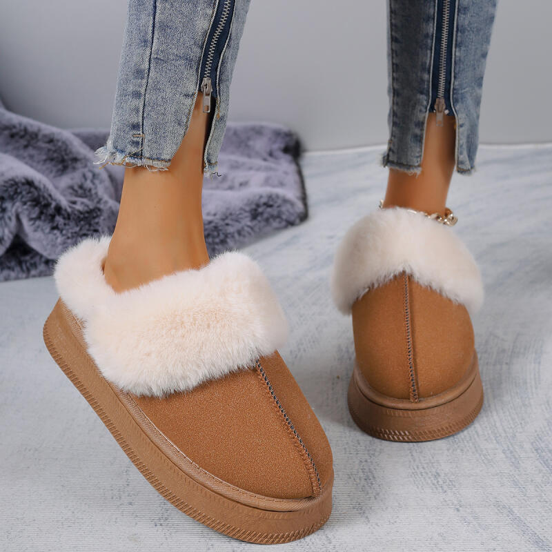 Fashion Luxury Faux Fur Indoor Slippers Women 2025 Winter Warm Short Plush Suede Mules Slippers Soft Thick Bottom Furry Bedroom Slides