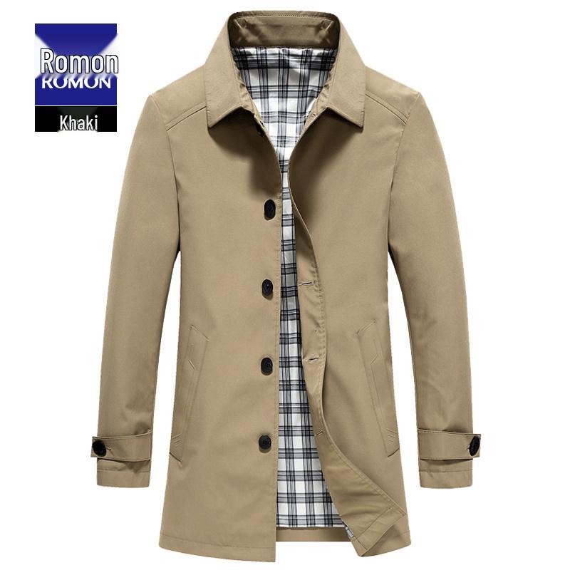 

Мужское тренчкот средней длины в стиле кадр от Romon - Приталенная осенняя куртка, тренд 2025 185 (150-170 lbs) хаки