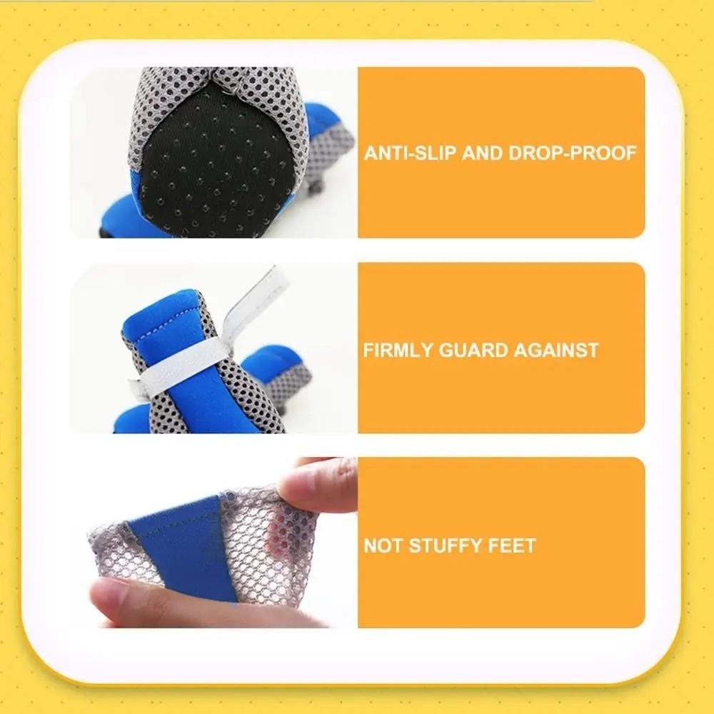 4Pcs Anti-slip Pet Dog Shoes Soft-sole Pet Footwear Cute Pet Sandals Summer