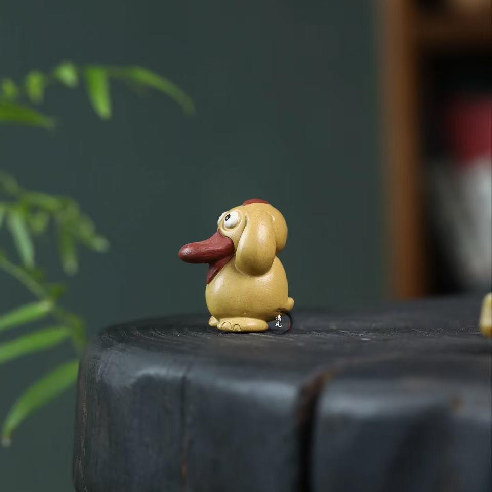 Yixing Zisha Little Yellow Duck Psyduck Tea Pet Sculpture - Cute Creative Ornament