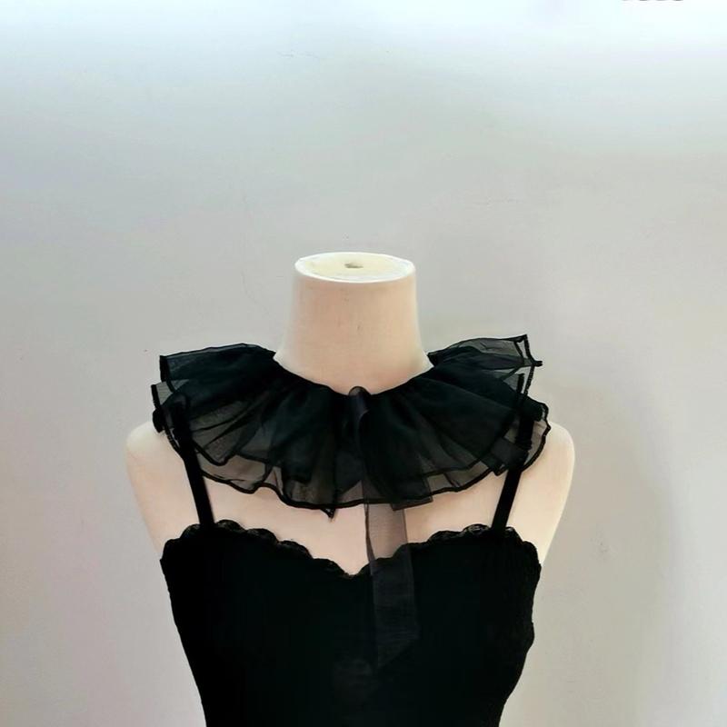 Solid Color Sweet Tie Scarf Ralph Collar Fashion Lace Shawl Collar Accessory Fairy Detachable Collar For Stage Performance Party