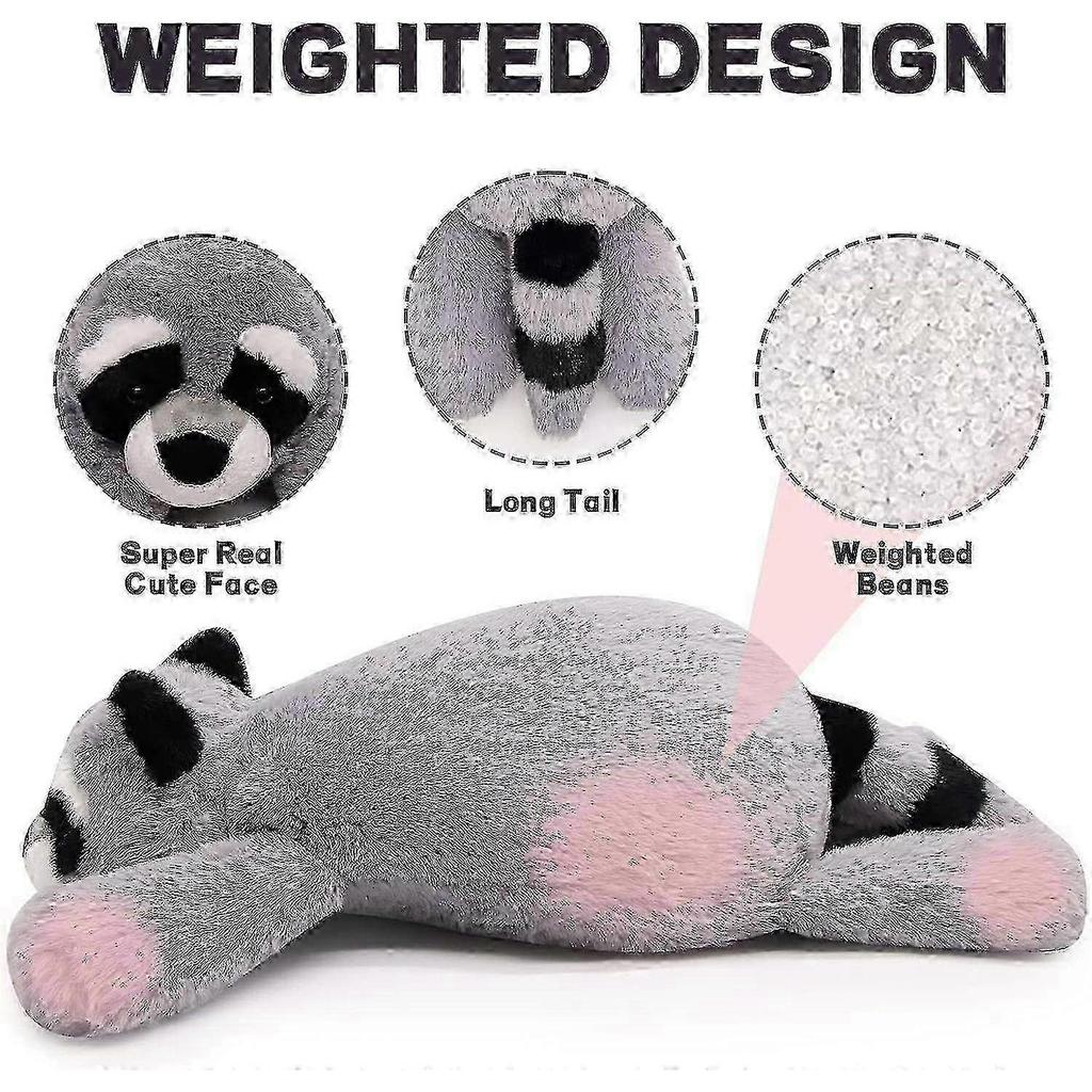 Weighted Stuffed Animals - Weighted Stuffed Animals For Anxiety, Racoon Weighted Plush Animals Raccoon Stuffed Hugging Plush Animal Toy For Baby 25-26