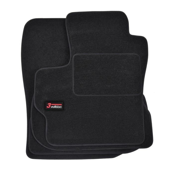 Tapis de sol - Logo - Mazda 3 - Velours noir - 4 pièces - Ajustement précis