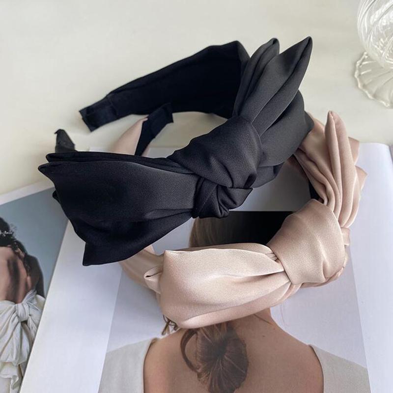 

Новые модные женские аксессуары для волос Big Bowknot Повязка на голову Однотонные головные уборы для взрослых повседневных