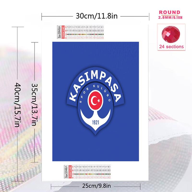 Kasimpasa Football Club 100% Round Full Drill 5D DIY Diamond Painting Embroidery Cross Stitch Rhinestone Decor