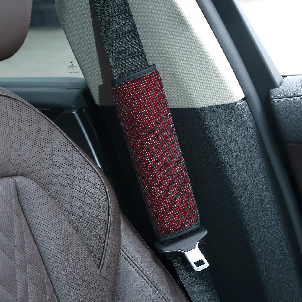 Colorful Rhinestone Steering Wheel, Seat Belt Pad, and Rearview Mirror Cover Set for All Seasons