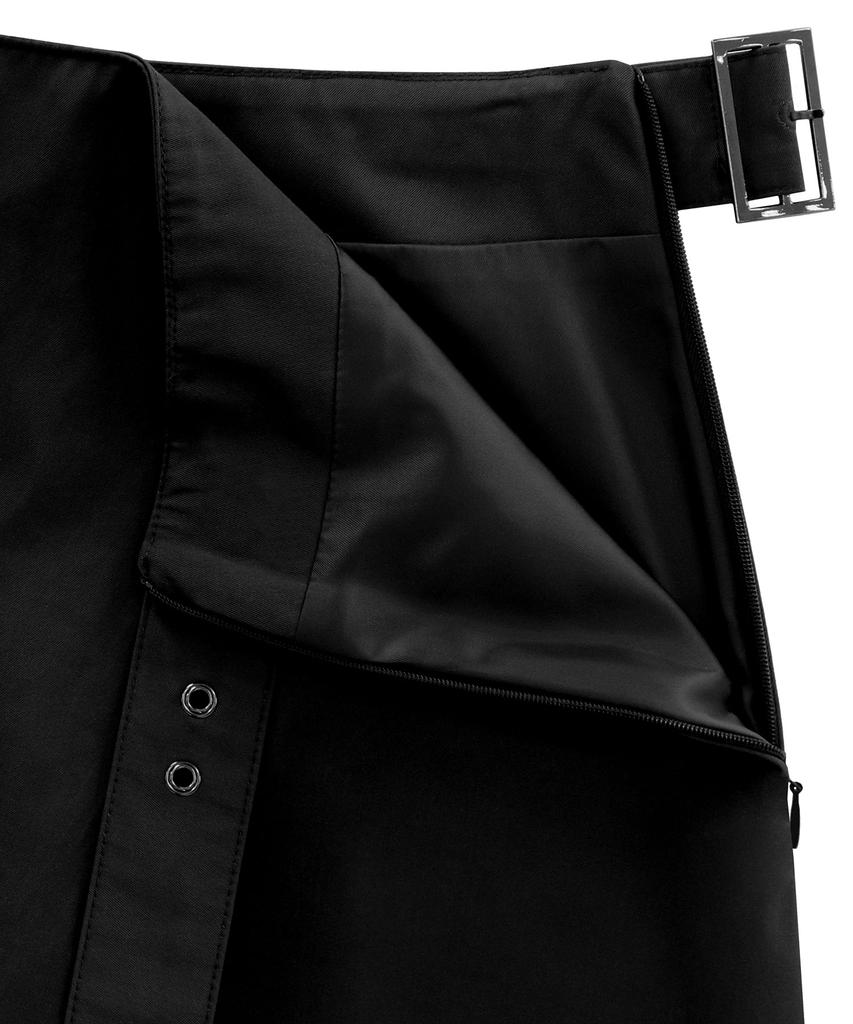 Teulimingbeodeu Cargo Layered Mini Skirt [ Black ]