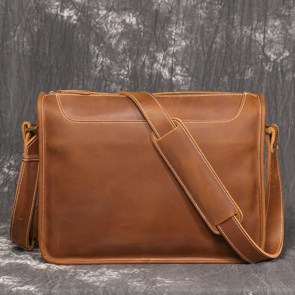 

Unisex Crazy Horse Leather Bag: Retro Shoulder/Crossbody, Large Capacity Messenger