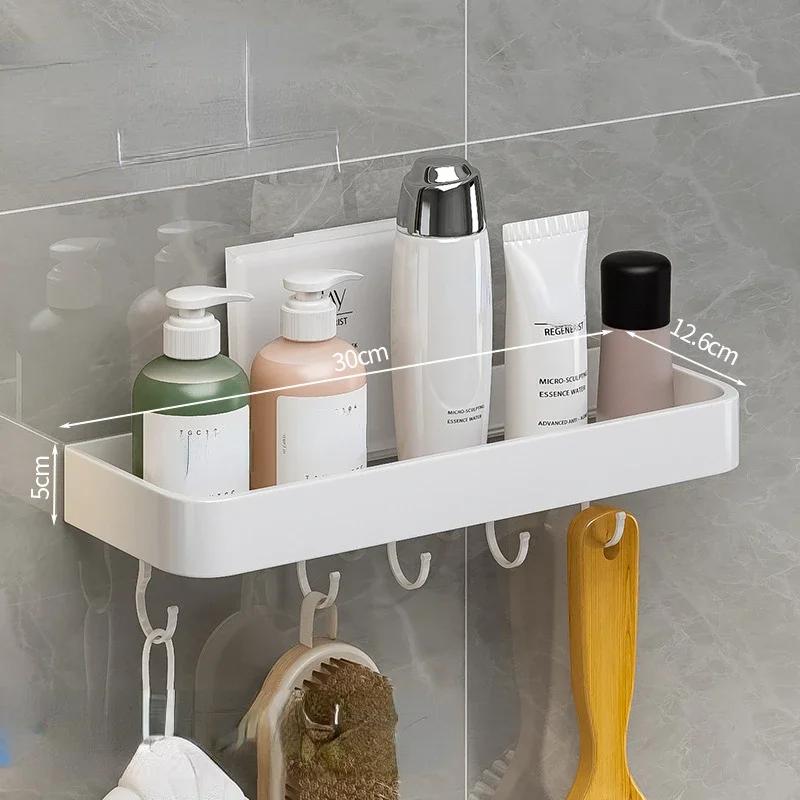 Aluminum Bathroom Storage Shelf Wall Mounted Shower Storage Rack White Organizer Corner Shelves Toilet Shampoo Cosmetics Holder