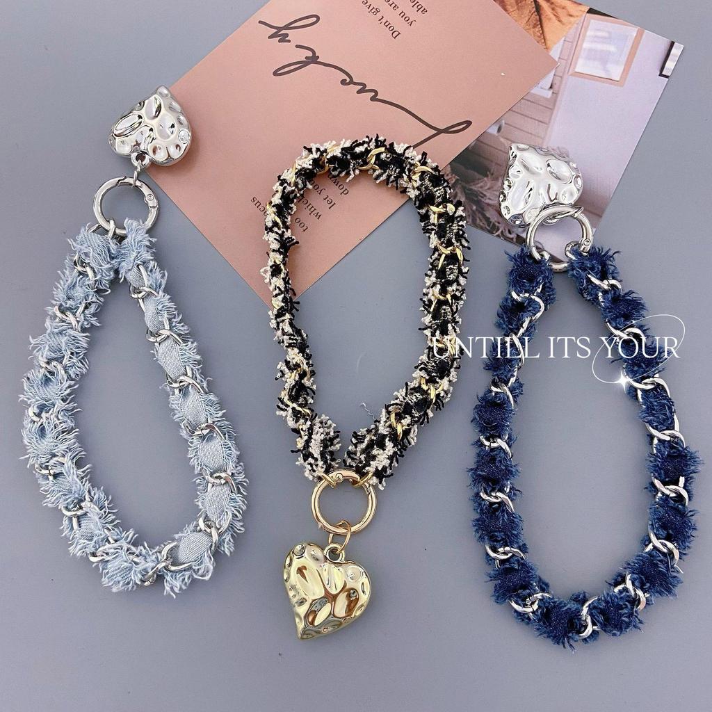 Trendigt Denimmönstrat Kedjearmband med Hänge för Telefoner & Väskor