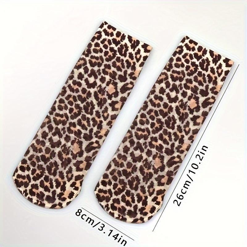 Chic Leopard Print Mesh Socks for Women - 1-Pack: Lightweight, Durable & Soft, Elevate Your Style & Comfort