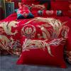 High-End Long-Staple Cotton Wedding 4Pcs Set Chinese Wedding Wedding Kit Big Red Embroidery Pure Cotton Wedding Bedding