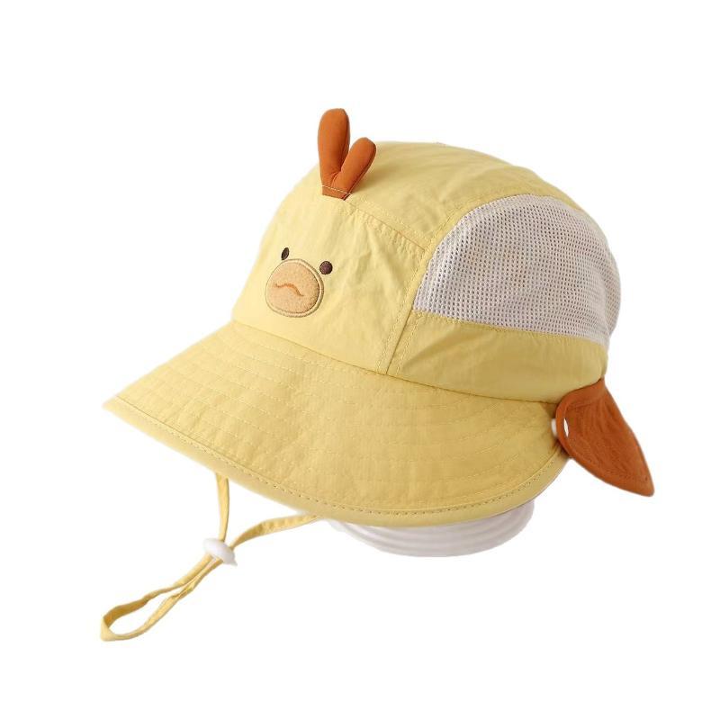 Summer Outdoor Breathable Mesh Panama Hat Cartoon Sunshade Baby Beach Hat Cute Bear Rabbit Ears Boys Girls