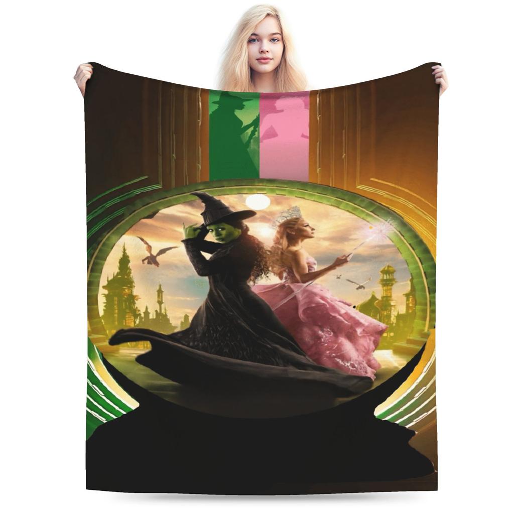 W-Wicked 2 Musical Movie Glinda Elphaba Blanket Warm Soft Street Trend Plush Throw Blanket Flannel Bedspread Bed Cover