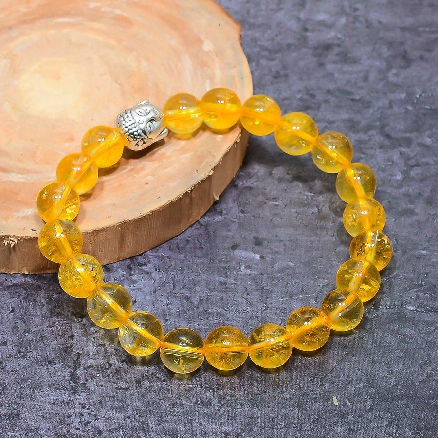 Natural Citrine Gemstone Handmade Cuff Adjustable ETC-9748
