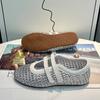 Fashion 2025 Summer New Mesh Breathable Women's Single Shoes Woven Cutout Mary Jane