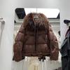 New natural raccoon real fur collar white duck down jacket women's short thickened warm fashion jacket