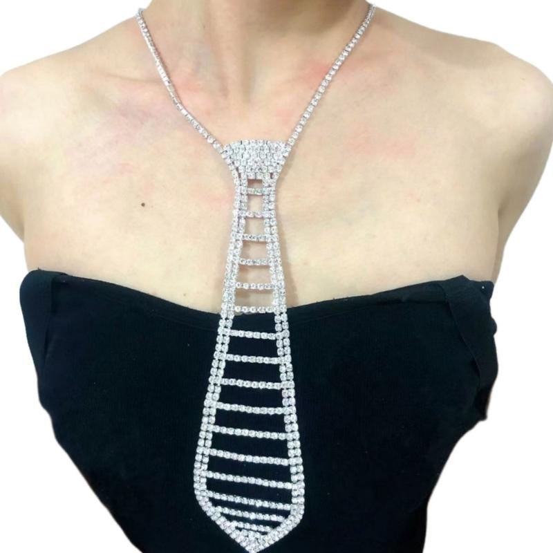 Rhinestones Necktie Female Party Decoration Tie Casual Trendy Wedding Party Tie for Weddings and Event