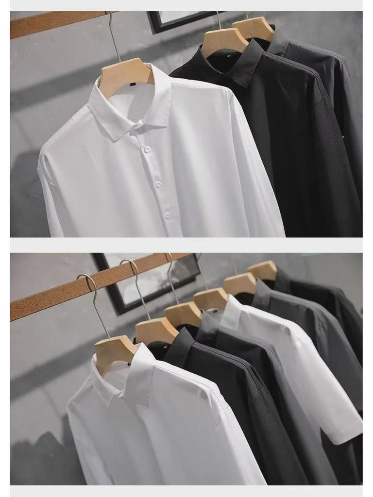 Men's Casual Loose-Fit Long-Sleeve Shirt - Trendy Korean Style for Spring & Autumn