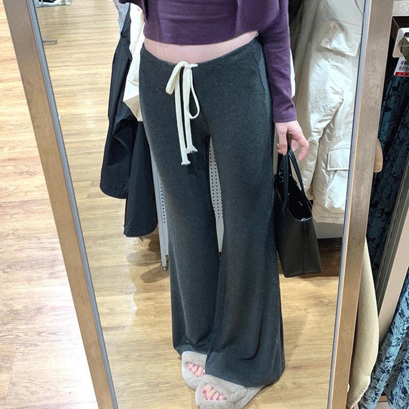

Autumn 2026 Wide-Leg Maternity Pants with Belly Support - Casual, Draping, Sticky Rice Fabric L темно-серого