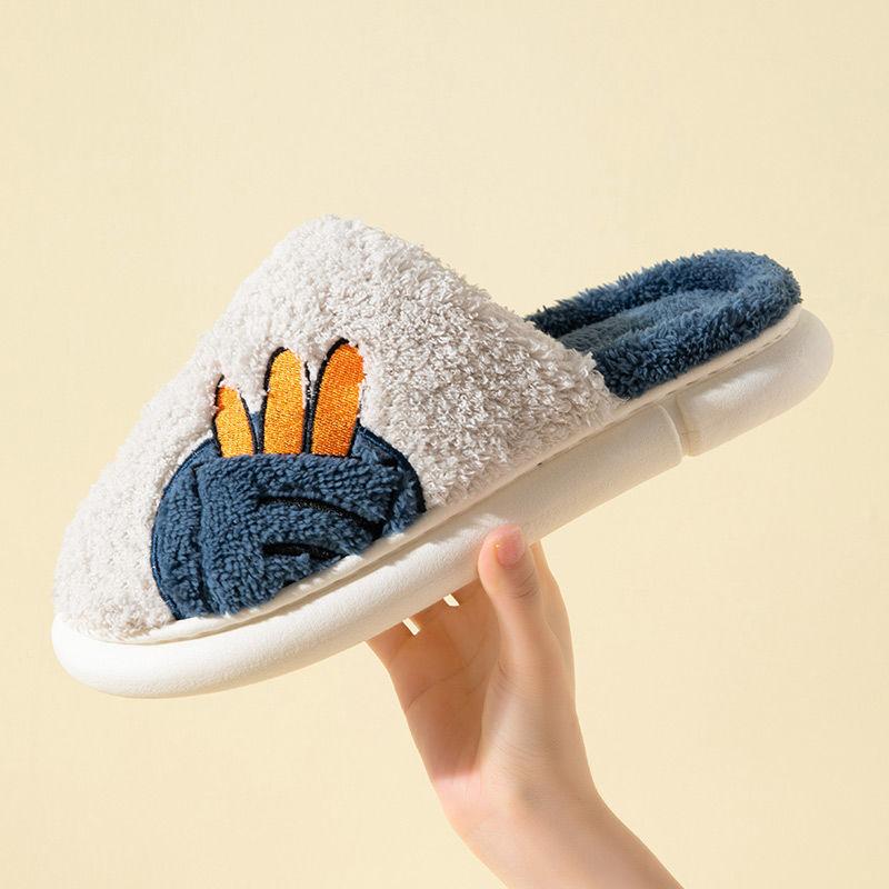 Cotton slippers women's winter home household indoor warm and fleece cold-proof thick-soled hair slippers men