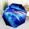 1pc Electric Shark In Cosmic Waves Umbrella with Plastic Handle,Suitable for All Seasons UmbrellaPT545