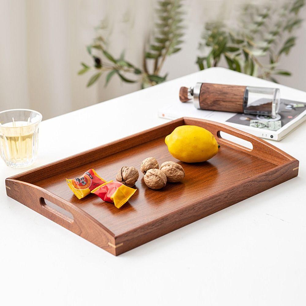 Heavy Duty Wooden Trays Ebony Food Plate New Storage Tray Fruit Snack
