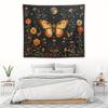 1 Bohemian Aesthetic Vintage Tapestry - Orange Butterfly and Moon Floral Pattern, Polyester, for Living Room, Indoor Use