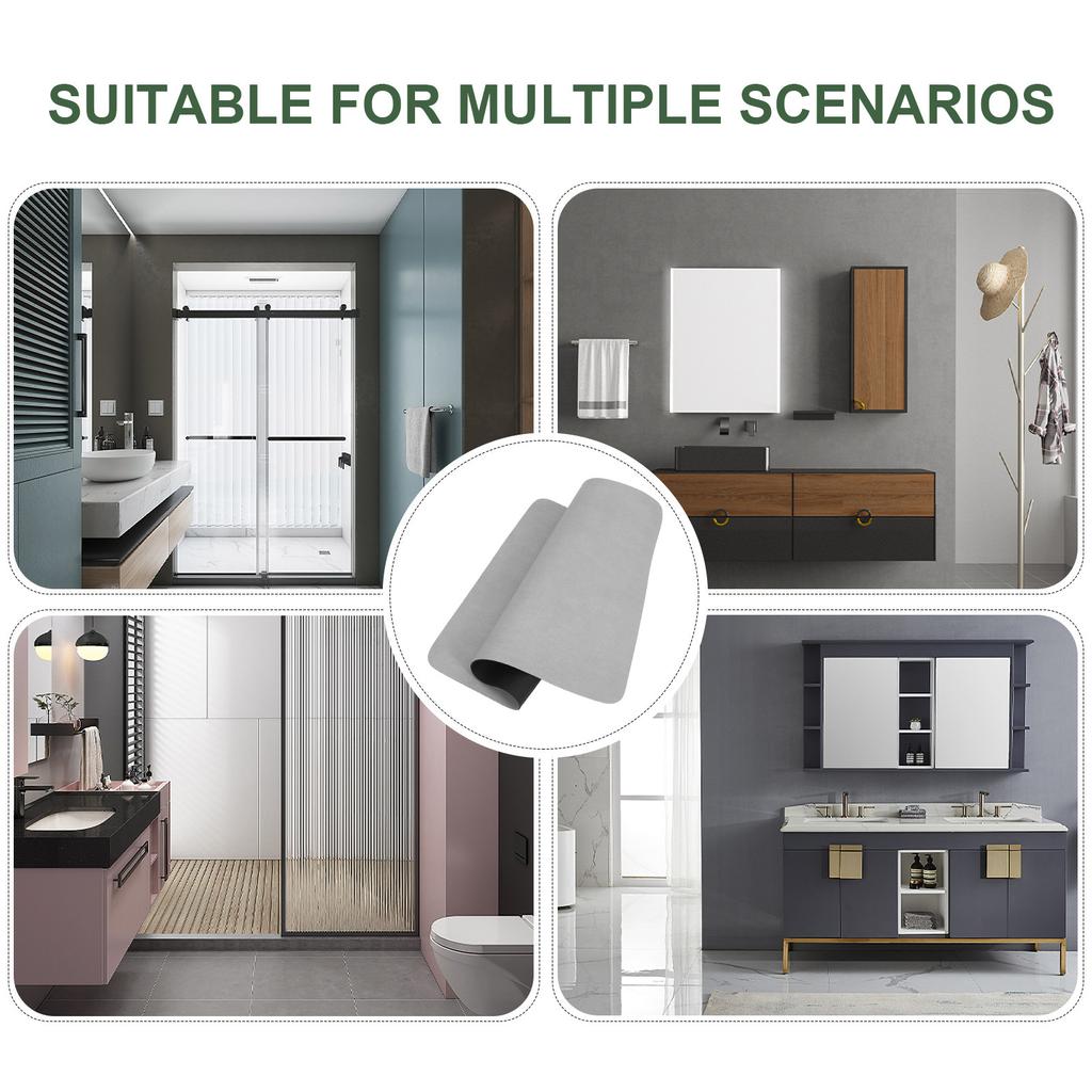 Solid Color Water Absorbing Bathroom Mat Quick Dry Non Slip Floor Pad for Shower Bathtub Comfortable Soft Absorbent Washable