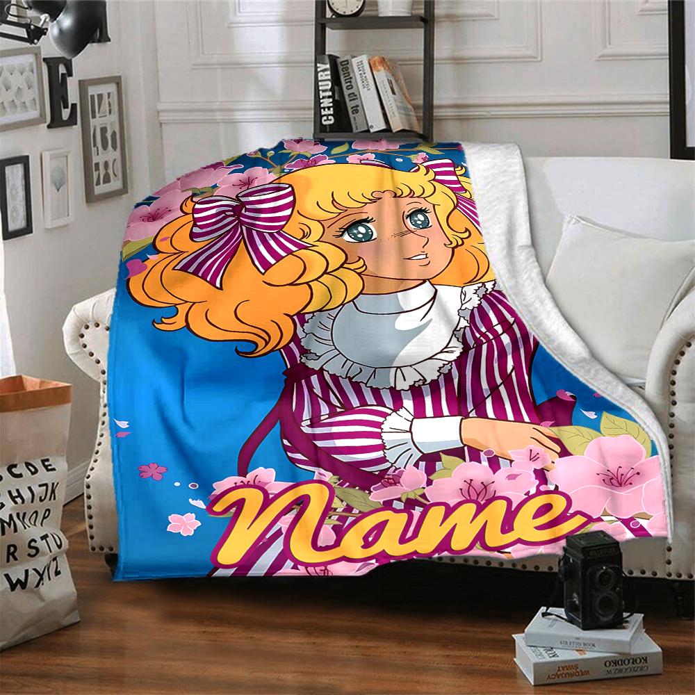 Customiz Name Personality Candy Candy (2) Blanket Soft &Warm Sofa Office Bed Travel Lunch Break Blanket, Gift Suitable for All Seasons