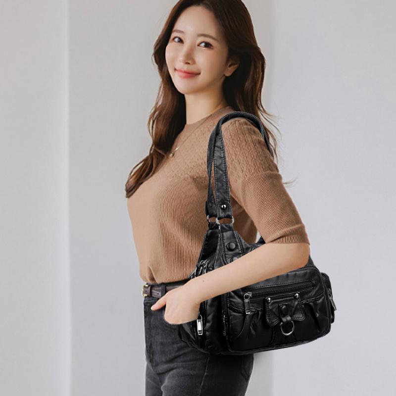 Women Bag High Quality Female Handbag Solid Color Vintage Classic Ladies Shoulder Totes Designer PU Leather Crossbody Messenger Bags