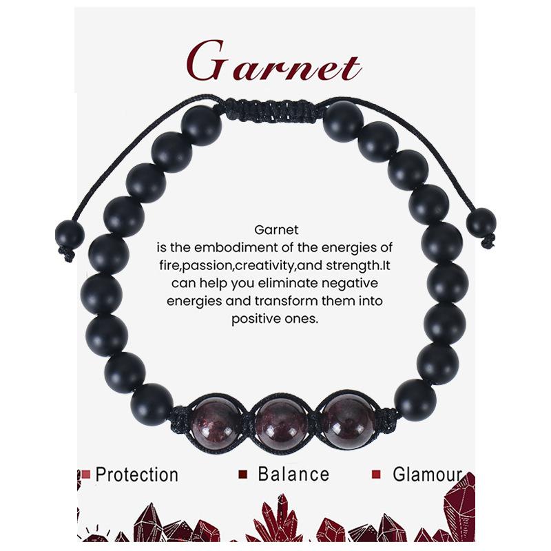 New Natural Stone Amethysts Bracelet with Card 8mm Pink Quartz Fluorite Beads Bracelet Adjustable for Women Men Couple