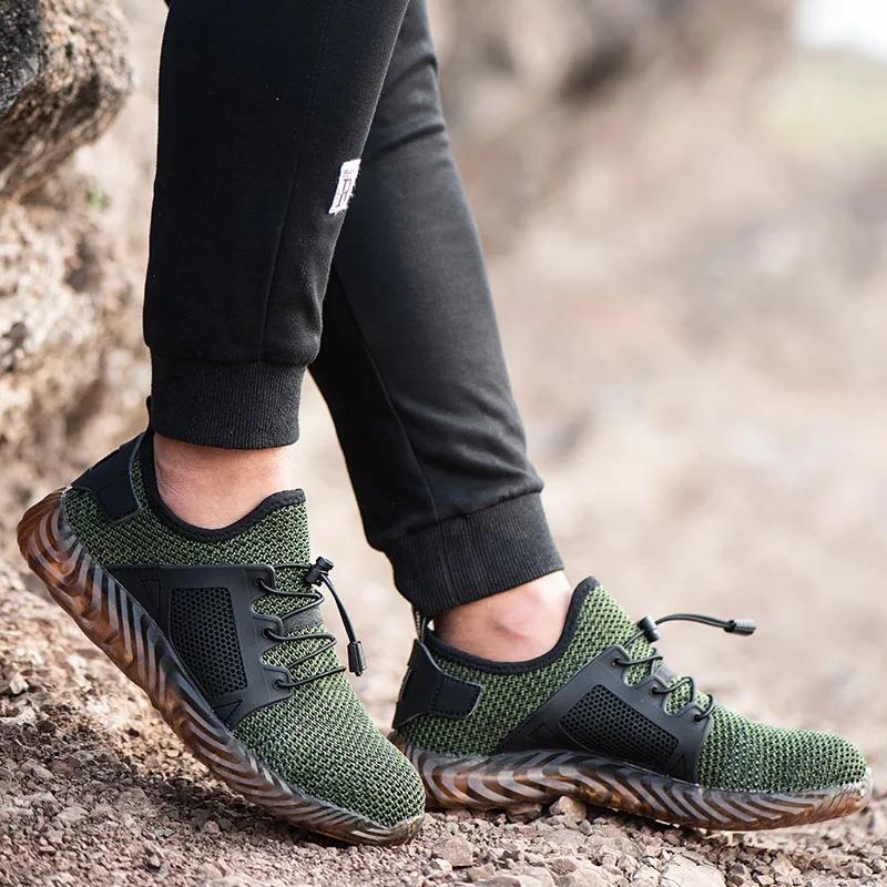 Work Sneakers Men Safety Shoes Construction Steel Toe Work Safety Boots Men Shoes Anti-puncture Work Summer Shoes Breathable