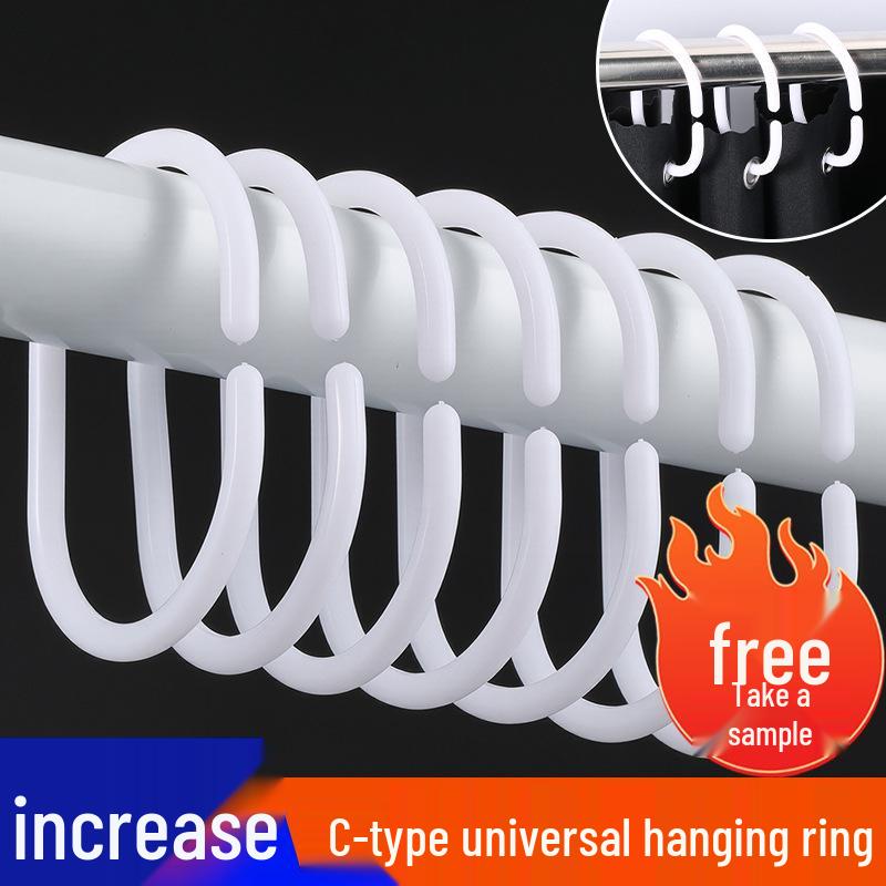 32 Oversized C-Shaped Shower Curtain Rings & Hooks - Roman Rod Compatible, Large Buckle Loops