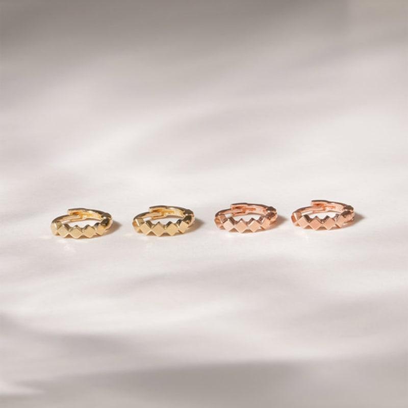 JEWNEL 14K Square Bold Ring One-Touch Earrings