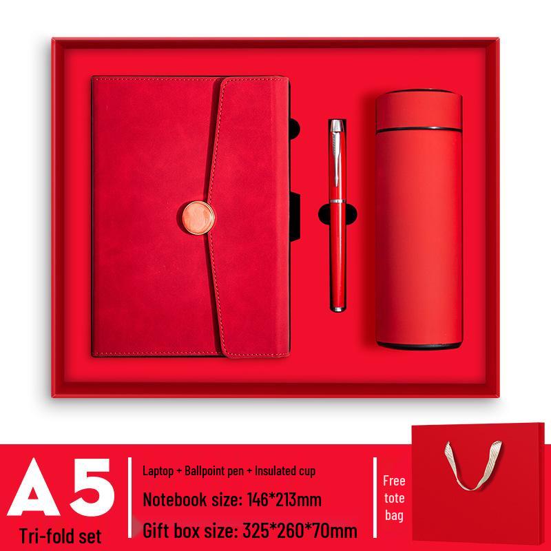 In-Stock A5 Notebook: Business Gift with Thickened Soft Leather, High-Appearance Design, Buckle Closure, and Gift Box